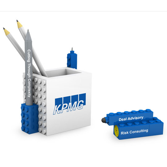 Office Blocks – 4pc Pen Pot Stationery Set (Lego Inspired)